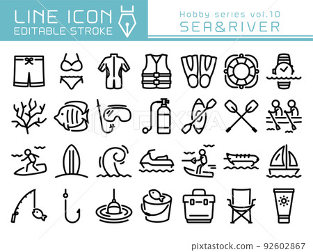 Line icon hobby series vol.10 marine sports / fishing 92602867
