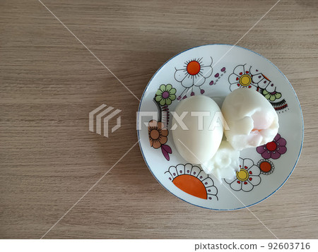 boiled eggs on a floral plate boiled eggs on a floral plate 92603716