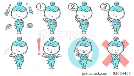 Nurse set 1 with background blue version 92604405
