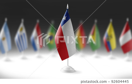 The national flag of the Chile on the background of flags of other countries The national flag of the Chile on the background of flags of other countries 92604445