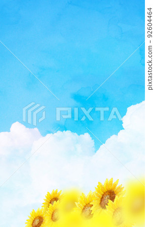 Sunflower and cumulonimbus background material 92604464