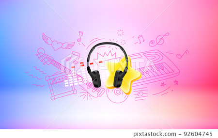 Audio entertainment concept. Vector 3d banner Audio entertainment concept. Vector 3d banner 92604745