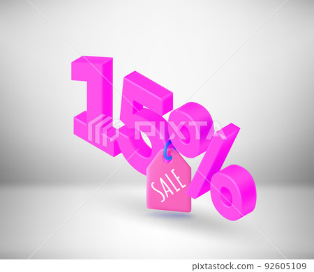 15 percent season discount concept. Vector 3d isometric label 15 percent season discount concept. Vector 3d isometric label 92605109