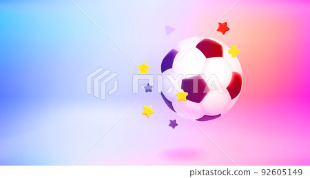 Soccer ball with confetti. 3d vector banner with copy space 92605149