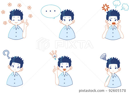 穿襯衫的男人各種面部表情的插圖集 穿襯衫的男人各種面部表情的插圖集 92605578
