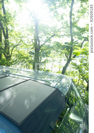 Solar power on the roof of the car Solar power on the roof of the car 92609185