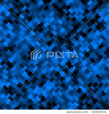 Azure blue puzzle background, banner, texture. Vector jigsaw section template 92609438