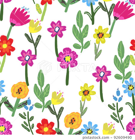 Seamless pattern with flowers on white background. - Stock Illustration ...