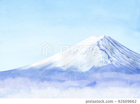 Mt. Fuji watercolor hand-drawn illustration Mt. Fuji watercolor hand-drawn illustration 92609662