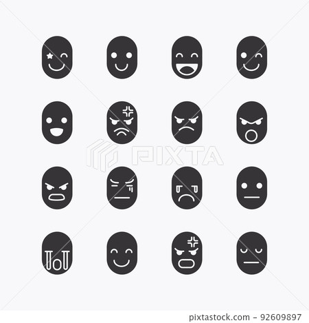 emoji face line icons set. on a white background. Vector icon 92609897