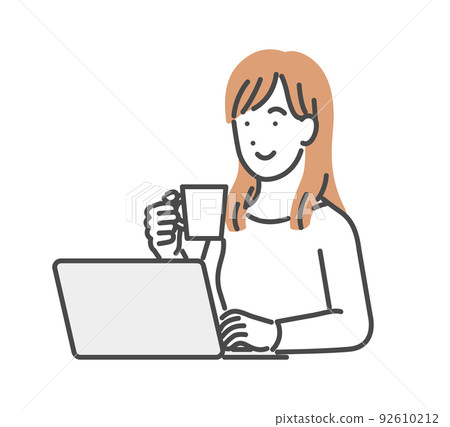 在筆記本電腦前放鬆的女人 92610212