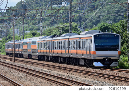 Tokaido Main Line Ninomiya-Oiso JR East E233 series 0 series H57 formation (Toyota) Green car built-in official test run 92610399