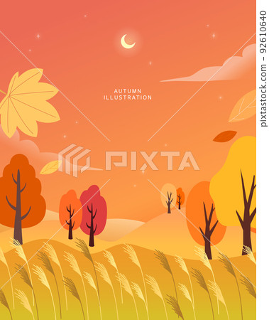 Cool autumn landscape illustration 04 92610640