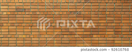 old red brick wall, masonry wide panorama. brickwork texture 92610768