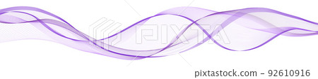 Purple wave swoosh. Air wind swirl, dynamic undulate motion.  Modern trendy design for web banner; transparent isolated curve lines on white background. Vector illustration 92610916