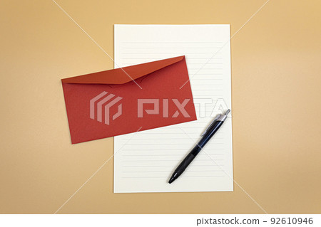Letter red envelope and stationery 92610946