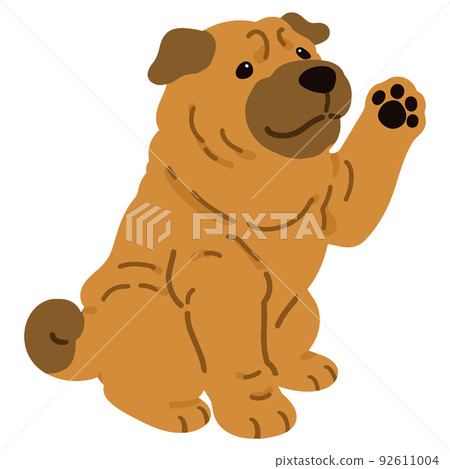 Simple and cute illustration of Shar Pei waving without main line Simple and cute illustration of Shar Pei waving without main line 92611004