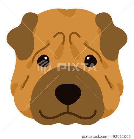 Simple and cute illustration of the front face of Shar Pei without main line 92611005