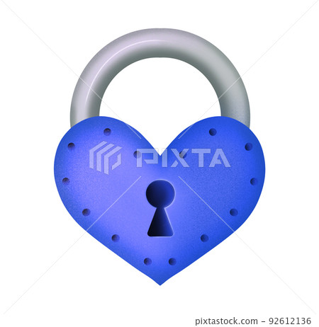 Blue heart-shaped lock. Design for Valentine's Day Blue heart-shaped lock. Design for Valentine's Day 92612136