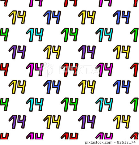 Seamless pattern with multicolored number 14 . Vector illustration Seamless pattern with multicolored number 14 . Vector illustration 92612174