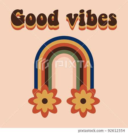 Good vibes only.Motivational lettering in retro groove style Good vibes only.Motivational lettering in retro groove style 92612354