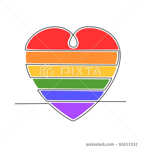 Continuous line drawing of LGBT heart. Love concept. Vector illustration 92613332