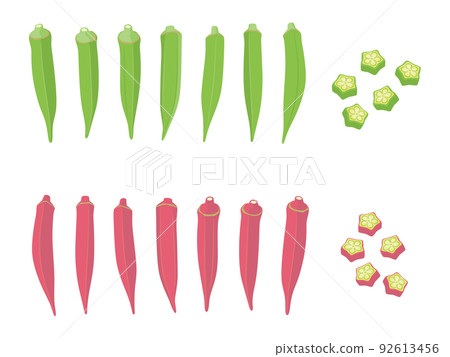 蔬菜插圖品種集秋葵 92613456