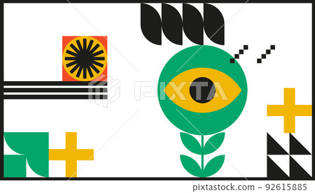 Bauhaus geometric design with eyes elements. Primitive modern shapes and forms. Vector interior posters, covers, banners. Bauhaus geometric design with eyes elements. Primitive modern shapes and forms. Vector interior posters, covers, banners. 92615885
