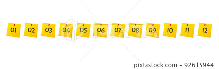 Bullet points numbers. Colorful list markers from 1 to 12. Vector design elements set for modern infographic. 92615944