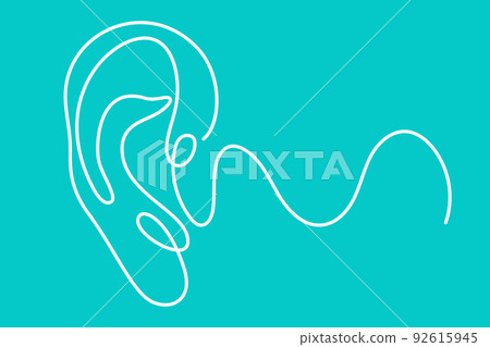 Human ear continuous one line drawing. World deaf day single line concept. Minimalist vector illustration. 92615945