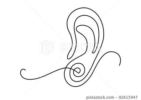 Human ear continuous one line drawing. World deaf day single line concept. Minimalist vector illustration. Human ear continuous one line drawing. World deaf day single line concept. Minimalist vector illustration. 92615947