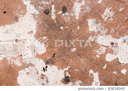 White old peeling weathered outdated paint texture abstract background pattern wooden board surface brown White old peeling weathered outdated paint texture abstract background pattern wooden board surface brown 92616042