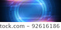 Abstract circle digital background with geometric design and digital network 92616186