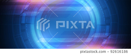 Abstract circle digital background with geometric design and digital network Abstract circle digital background with geometric design and digital network 92616186