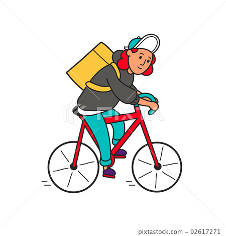 Motorbike & Delivery Man Logo. Icon & Symbol Vector Template. Stock Vector