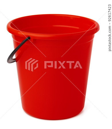 Single plastic bucket isolated on a white background 92617423