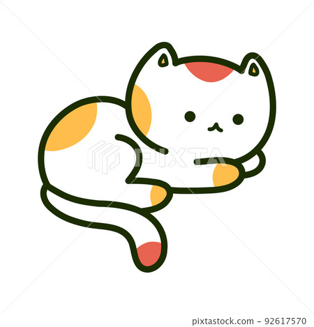 Kawaii cat flat Icon vector. Cute cat-flat illustration. Cute