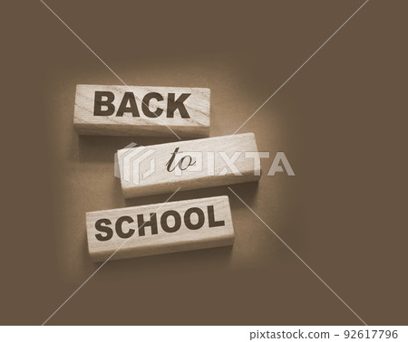 Back to school words on wooden cubes. Education concept 92617796