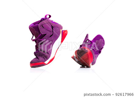 Colorful, purple sneakers isolated over white studio background. Comfortable shoes, sport 92617966