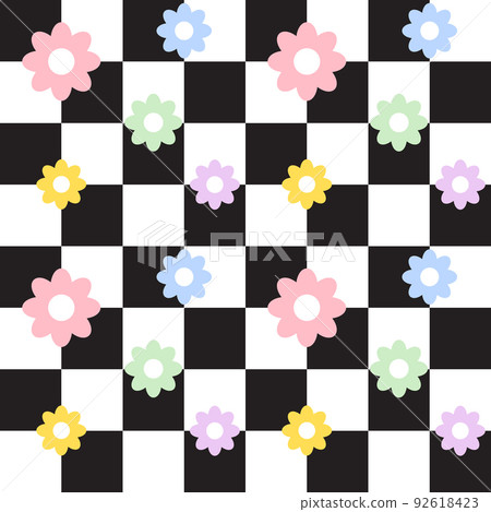 Vector seamless pattern of chess board with flower Vector seamless pattern of chess board with flower 92618423