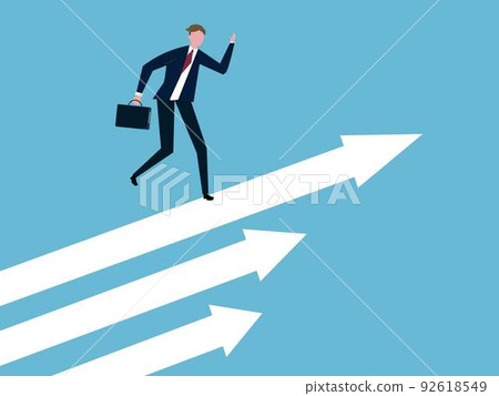 朝著目標男性箭頭業務工作成功和努力插圖的商人 92618549