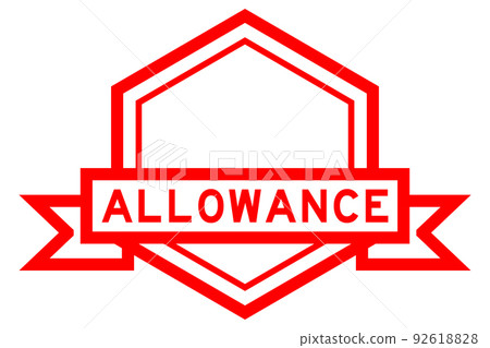 Vintage red color hexagon label banner with word allowance on white background Vintage red color hexagon label banner with word allowance on white background 92618828
