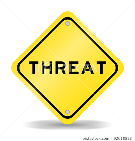 Yellow color transportation sign with word threat  on white background 92618858