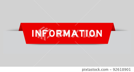 Red color inserted label with word information on gray background Red color inserted label with word information on gray background 92618901