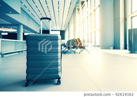 Baggage in airport interior, no people 92619162