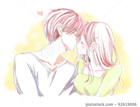 試圖接吻的男人和女人 92619806