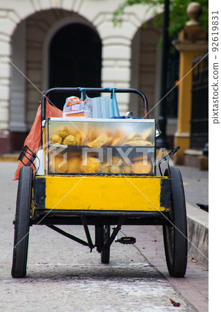 Street sale of typical fried food in Cartagena de Indias 92619831
