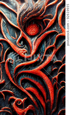 Painted abstract creepy surface. A frightening and scary gothic painting. Gothic dragon evoking fear. Perfect for phone wallpaper or for posters. Painted abstract creepy surface. A frightening and scary gothic painting. Gothic dragon evoking fear. Perfect for phone wallpaper or for posters. 92619935