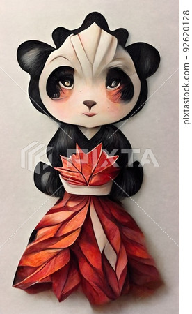 A fantasy japan panda with flowers and a beautiful magical fairy tale enchanted forest. Artistic abstract beautiful nature. Perfect for phone wallpaper or for posters. A fantasy japan panda with flowers and a beautiful magical fairy tale enchanted forest. Artistic abstract beautiful nature. Perfect for phone wallpaper or for posters. 92620128