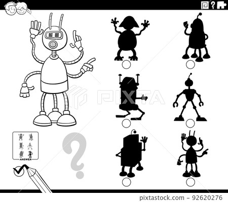 shadow game with cartoon robot coloring page 92620276